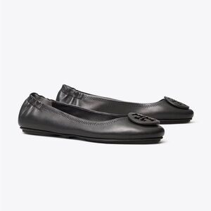 Tory Burch Minnie Leather Logo Ballerina Flat